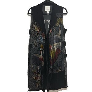 John Mark Top Medium Sleeveless Polka Dot Abstract Art To Wear Crush Velvet